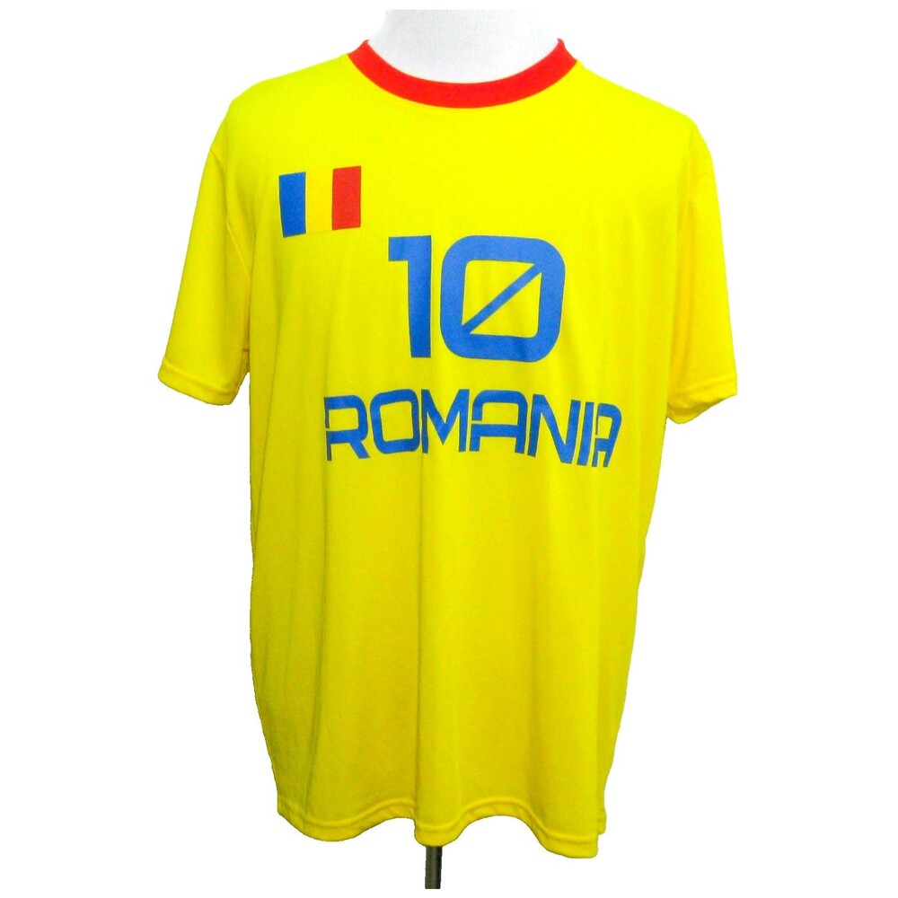Romania Soccer Jersey Size XL Yellow #10 Hagi Short Sleeve Shirt National Team